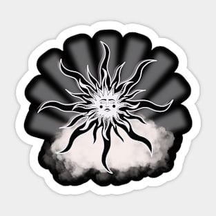 Sun Pretty Face Black and White Tattoo Design Sticker